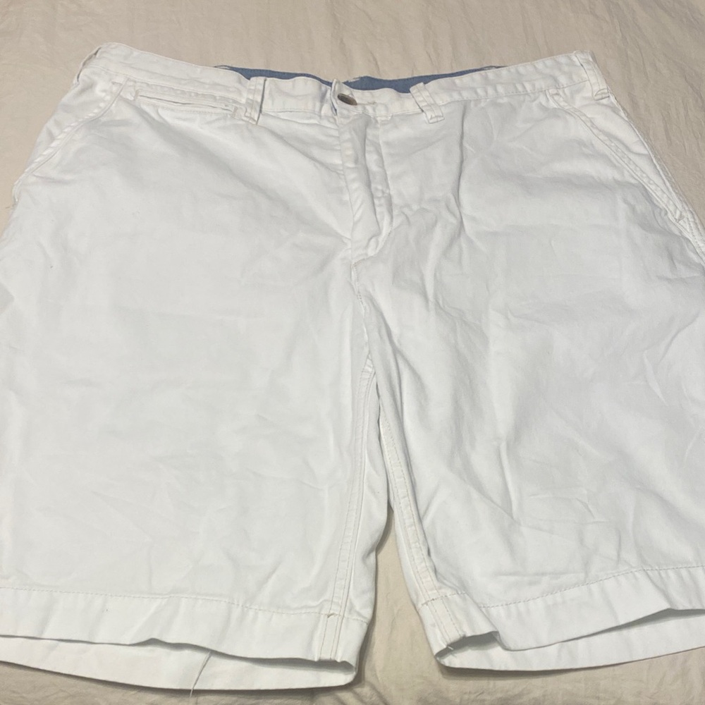 Ralph Lauren White Flat-Front Cotton Shorts